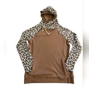 Ampersand Avenue Double Hood Leopard Hoodie XXL 2XL Boho Animal Print
